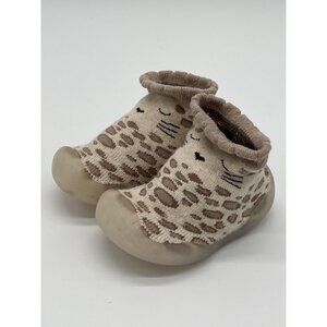 Toddler 4T Animal Print Soft Sole Shoes With Stretchy Knit Upper & Anti-Slip Rub